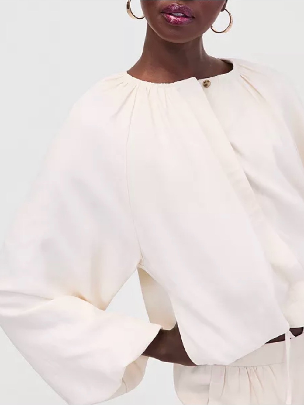 021- INC International Concept Blouson-Sleeve Cropped Cream Jacket Size Small - Picture 3 of 5